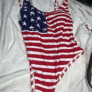 American flag one piece swim suite